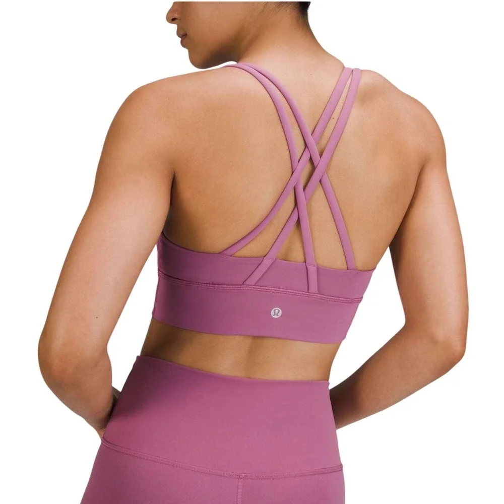 Lululemon Energy Bra First Release 4   Pink Strappy Yoga Run Rare